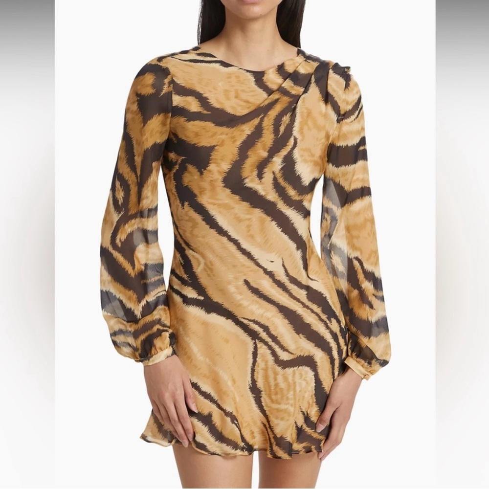 Ronny Kobo Collection Tiger Stripe Long Sleeve Dress
